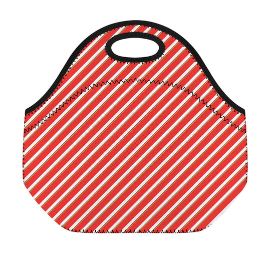 Candy Cane Stripe Pattern Print Neoprene Lunch Bag