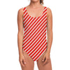 Candy Cane Stripe Pattern Print One Piece Swimsuit