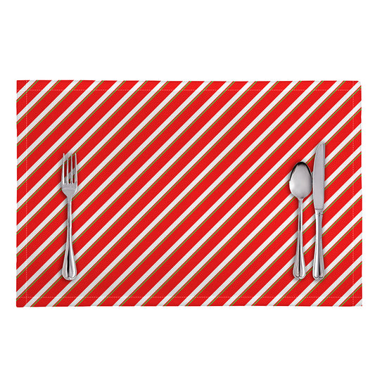 Candy Cane Stripe Pattern Print Placemat