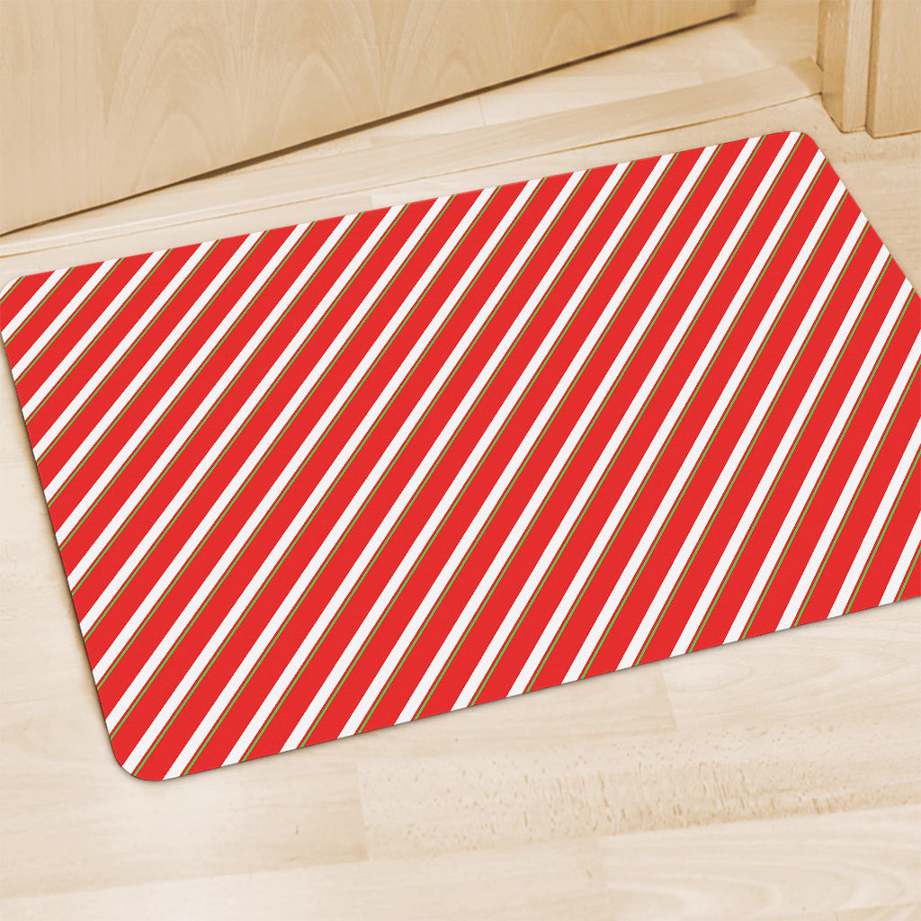 Candy Cane Stripe Pattern Print Polyester Doormat