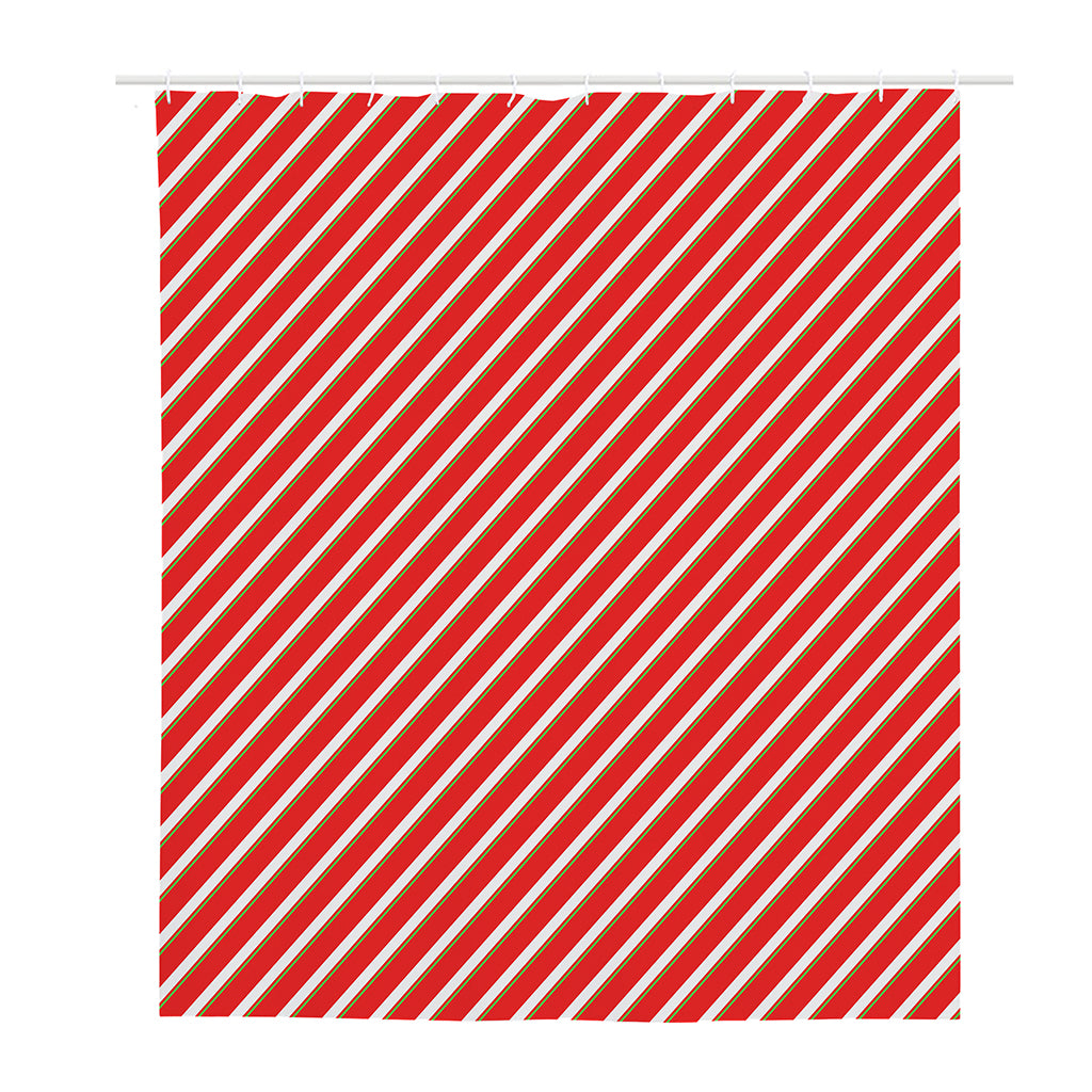 Candy Cane Stripe Pattern Print Polyester Shower Curtain