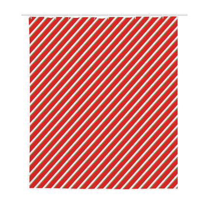 Candy Cane Stripe Pattern Print Polyester Shower Curtain