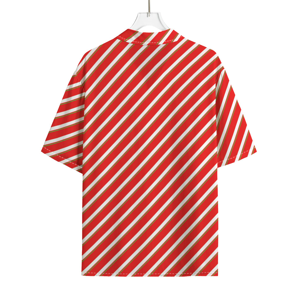 Candy Cane Stripe Pattern Print Rayon Hawaiian Shirt