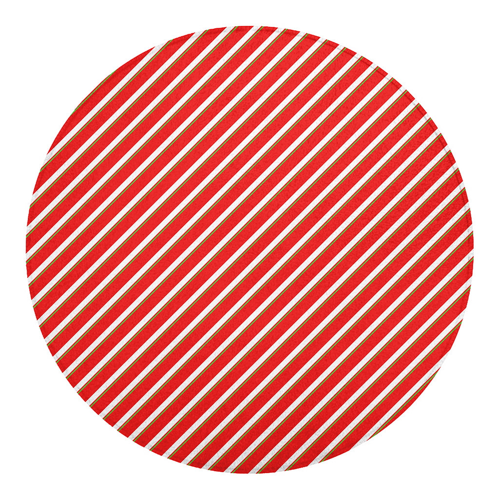 Candy Cane Stripe Pattern Print Round Blanket