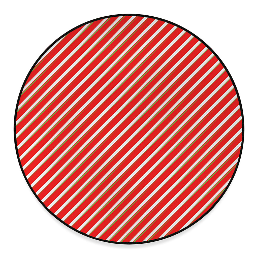 Candy Cane Stripe Pattern Print Round Floor Mat