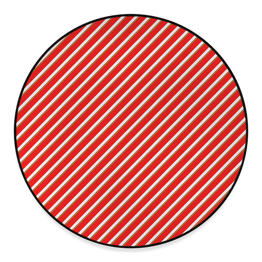 Candy Cane Stripe Pattern Print Round Floor Mat