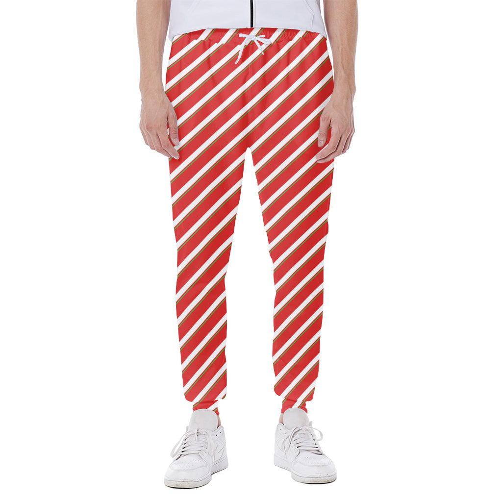 Candy Cane Stripe Pattern Print Scuba Joggers