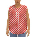 Candy Cane Stripe Pattern Print Sleeveless Baseball Jersey