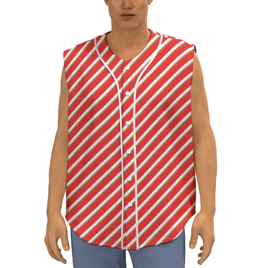 Candy Cane Stripe Pattern Print Sleeveless Baseball Jersey