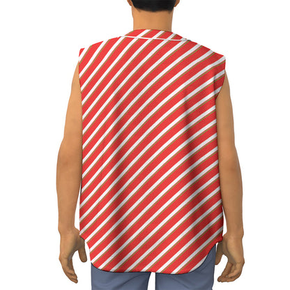 Candy Cane Stripe Pattern Print Sleeveless Baseball Jersey