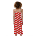 Candy Cane Stripe Pattern Print Slim Fit Midi Cami Dress