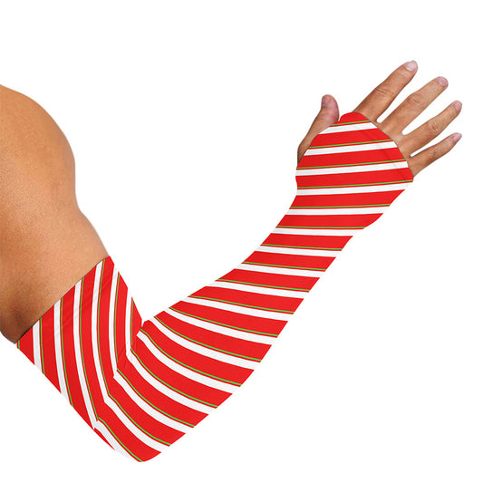 Candy Cane Stripe Pattern Print Sun Protection Arm Sleeves