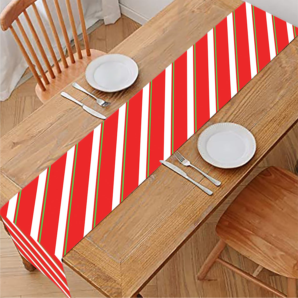 Candy Cane Stripe Pattern Print Table Runner