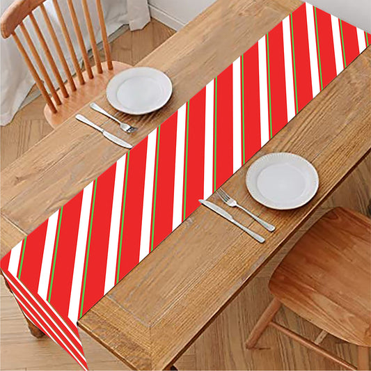 Candy Cane Stripe Pattern Print Table Runner