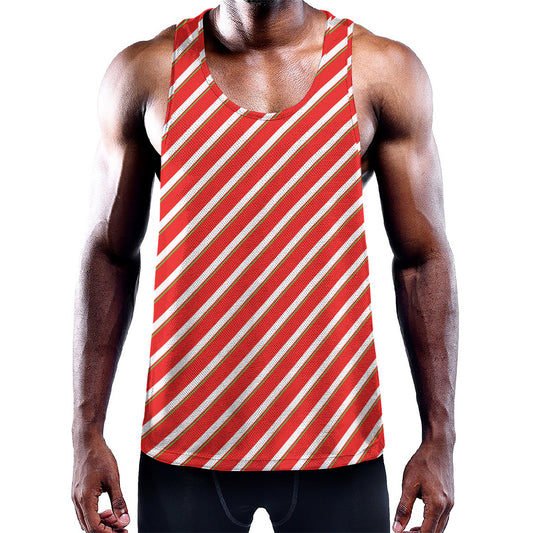 Candy Cane Stripe Pattern Print Training Tank Top