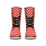Candy Cane Stripe Pattern Print Winter Boots