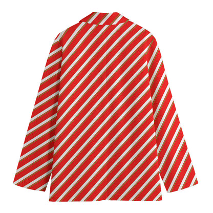 Candy Cane Stripe Pattern Print Women's Blazer