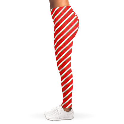 Candy Cane Stripe Pattern Print Women's Leggings