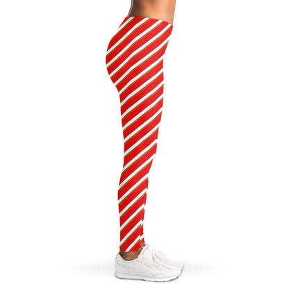 Candy Cane Stripe Pattern Print Women's Leggings