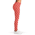 Candy Cane Stripe Pattern Print Women's Leggings