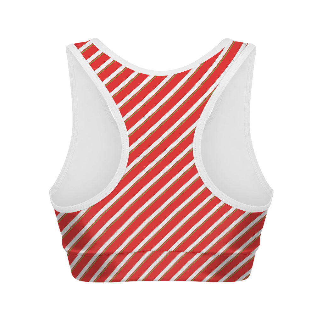 Candy Cane Stripe Pattern Print Women's Sports Bra