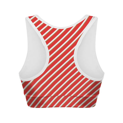 Candy Cane Stripe Pattern Print Women's Sports Bra
