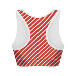Candy Cane Stripe Pattern Print Women's Sports Bra