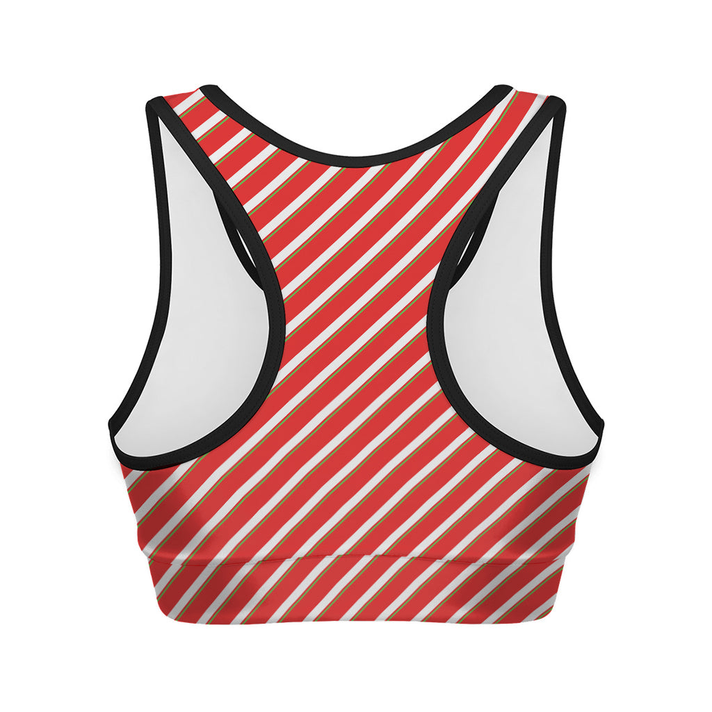 Candy Cane Stripe Pattern Print Women's Sports Bra