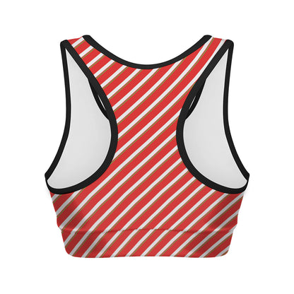 Candy Cane Stripe Pattern Print Women's Sports Bra