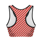 Candy Cane Stripe Pattern Print Women's Sports Bra
