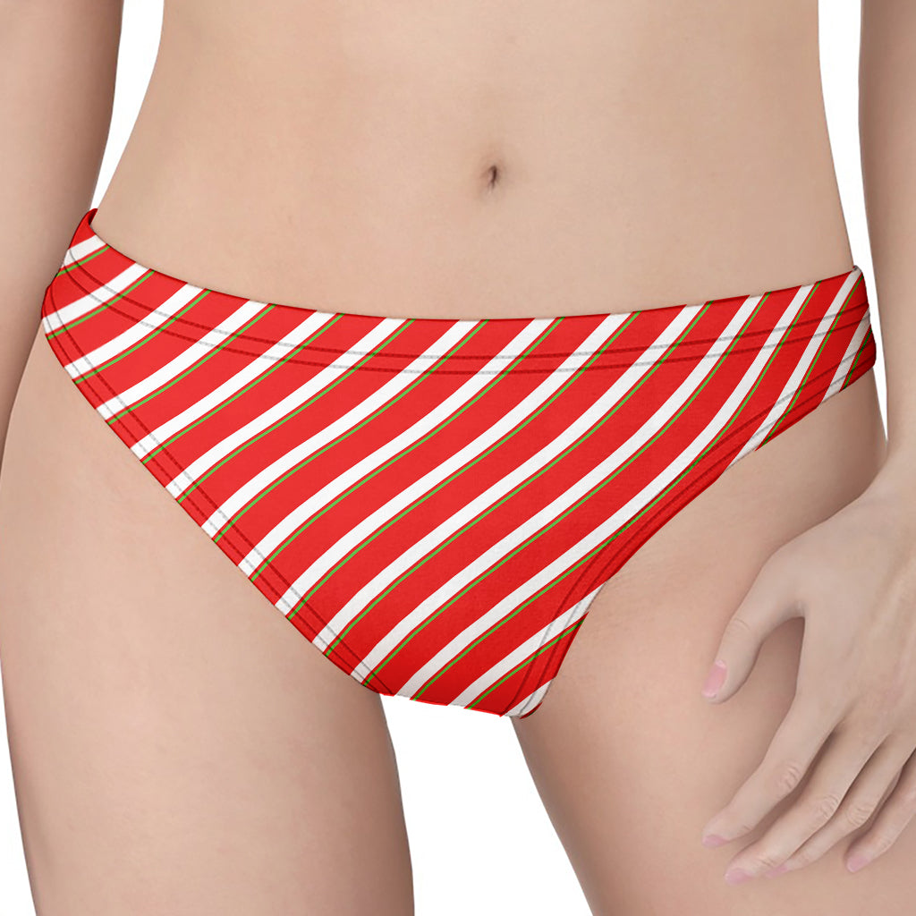 Candy Cane Stripe Pattern Print Women's Thong