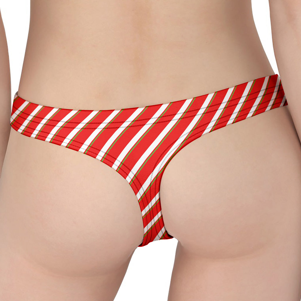 Candy Cane Stripe Pattern Print Women's Thong