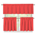 Candy Cane Striped Pattern Print 3 Piece Kitchen Curtains