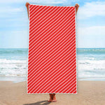 Candy Cane Striped Pattern Print Beach Towel