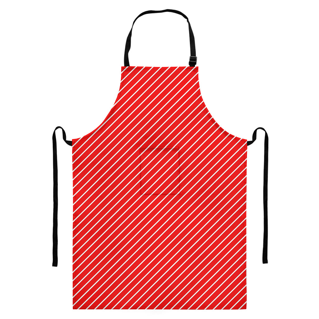 Candy Cane Striped Pattern Print Bib Apron With Pocket