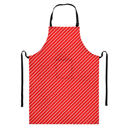 Candy Cane Striped Pattern Print Bib Apron With Pocket