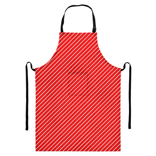 Candy Cane Striped Pattern Print Bib Apron With Pocket
