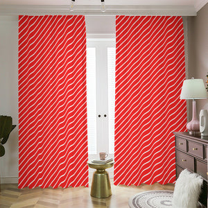 Candy Cane Striped Pattern Print Blackout Pencil Pleat Curtains