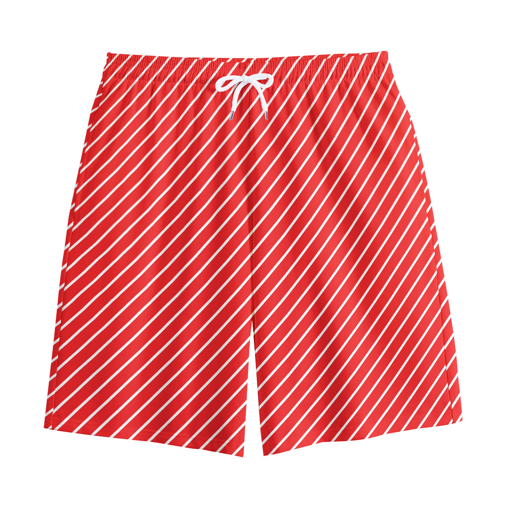 Candy Cane Striped Pattern Print Cotton Shorts