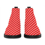 Candy Cane Striped Pattern Print Flat Ankle Boots
