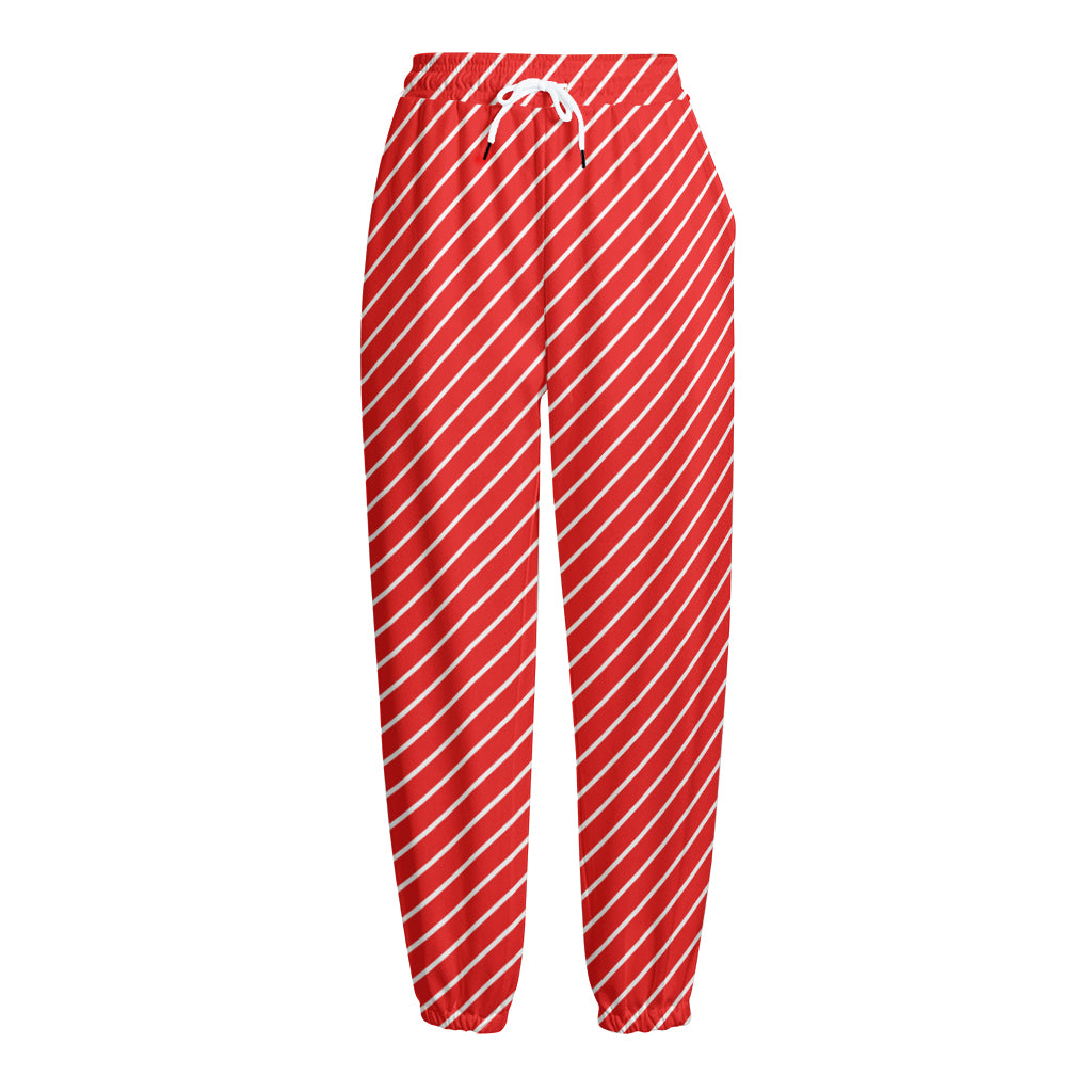 Candy Cane Striped Pattern Print Fleece Lined Knit Pants