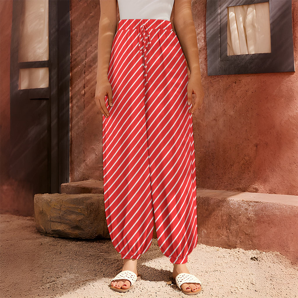 Candy Cane Striped Pattern Print Harem Pants