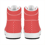 Candy Cane Striped Pattern Print High Top Leather Sneakers