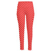 Candy Cane Striped Pattern Print High-Waisted Pocket Leggings