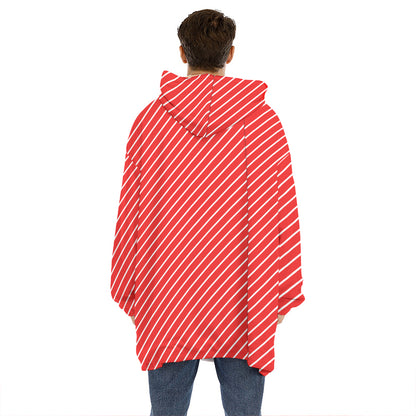 Candy Cane Striped Pattern Print Hoodie Blanket