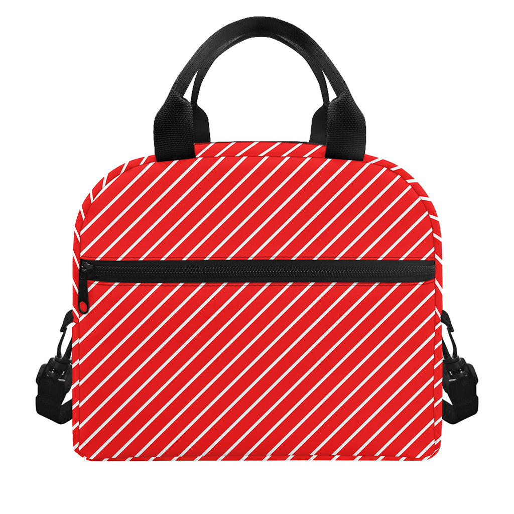 Candy Cane Striped Pattern Print Insulated Lunch Bag