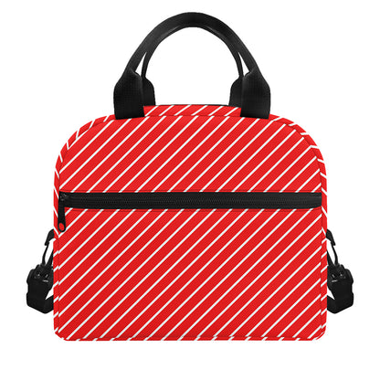 Candy Cane Striped Pattern Print Insulated Lunch Bag