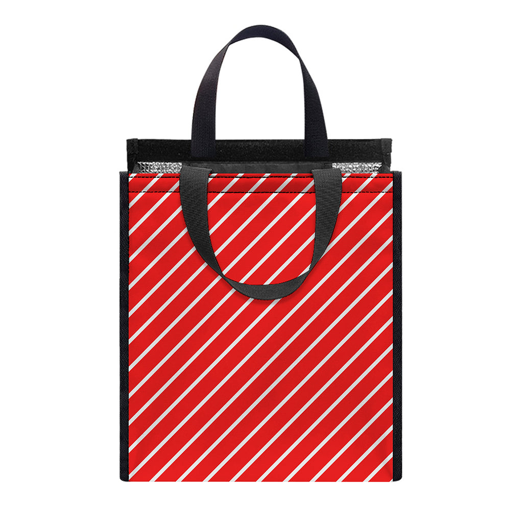 Candy Cane Striped Pattern Print Insulated Lunch Tote