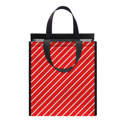 Candy Cane Striped Pattern Print Insulated Lunch Tote
