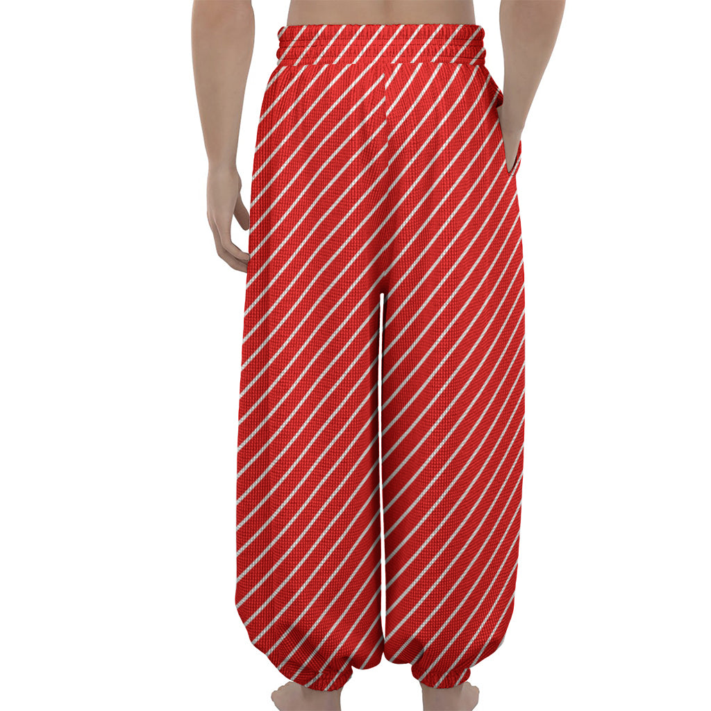 Candy Cane Striped Pattern Print Lantern Pants